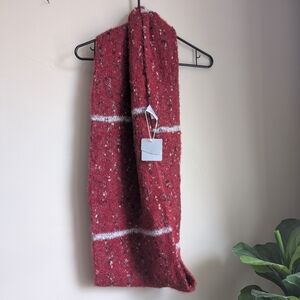 [3 for $20] Textured Red Knit Scarf with White Accent Stripe